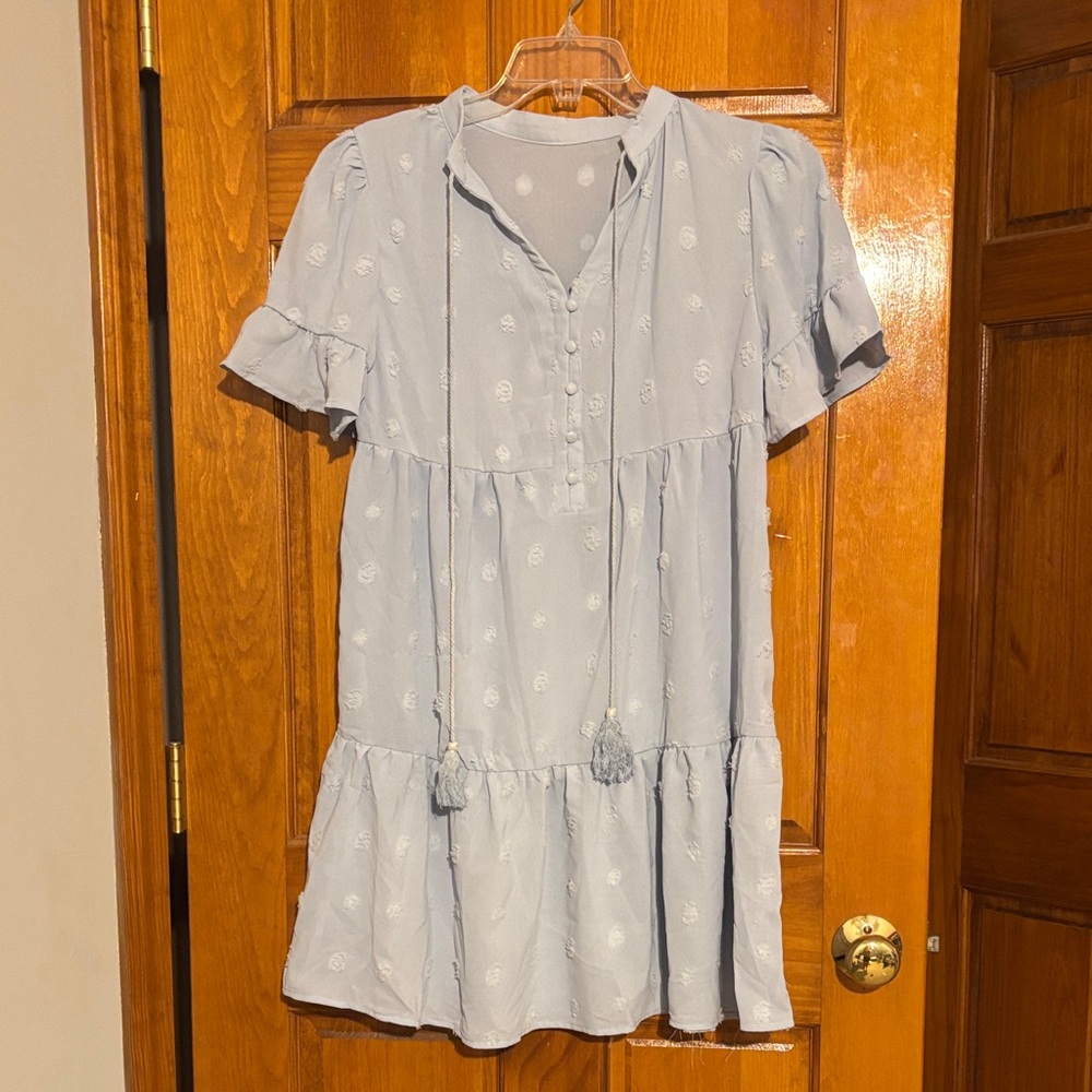 Light Blue Ruffle Sleeve Dress❤️